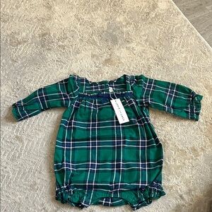 Janie and Jack Green Plaid Romper
